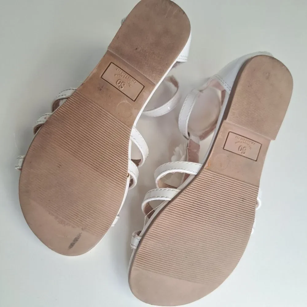 White Flower Jewel Sandals Easter Summer